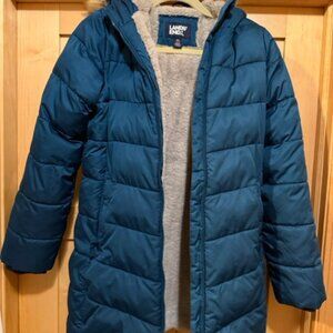 Lands End Girls Youth XL (14-16) Teal Puffer Parka